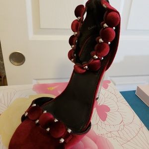 Burgundy velvet heels